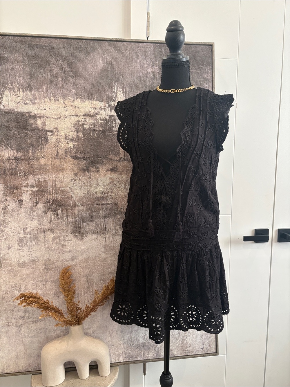 Surf Gypsy Black Eyelet Mini Dress